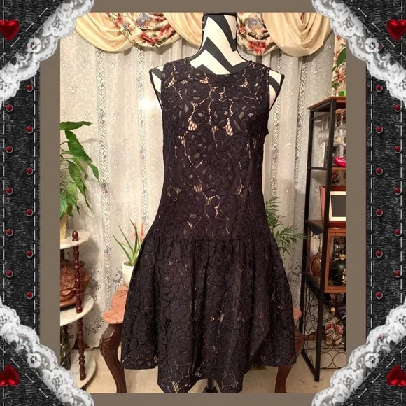 black lace corset dress with sleeves Black Long Sleeve Flared Corset Dress